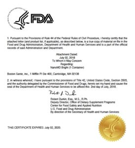 US FDA certificates