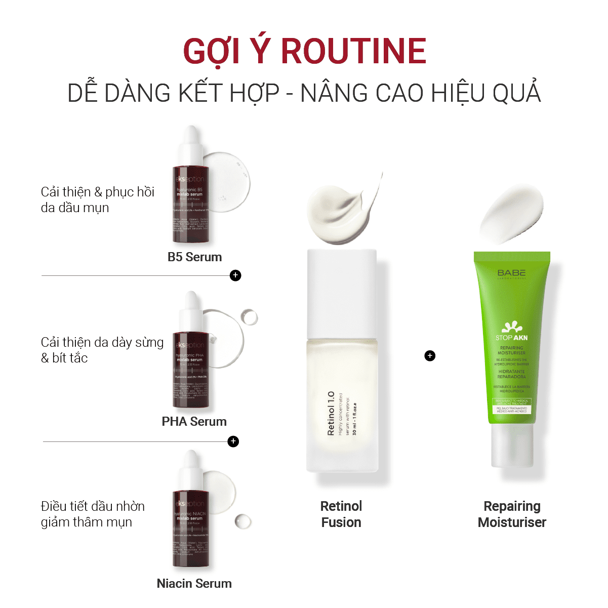 Gợi ý routine kết hợp Fusion Retinol 0.3% phiên bản mới